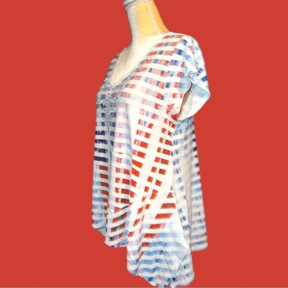 One world cute patriotic red white and blue top! - Picture 6 of 12